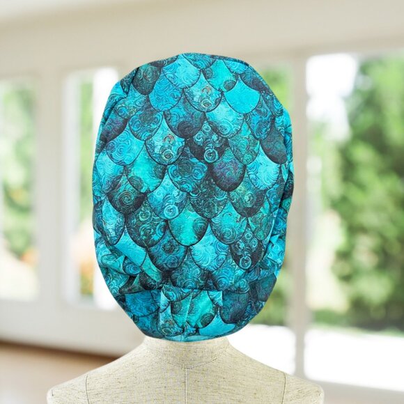 PREMIUM ~Mermaid/ Salamandra EURStyle Scrub Cap, Unisex RN, MD, CNA, Tech, Gift - Picture 3 of 5